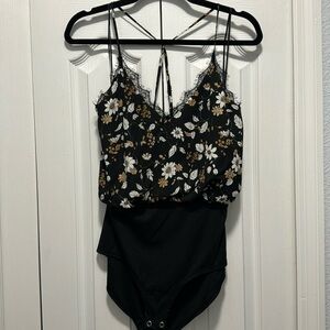 Black Floral Bodysuit
